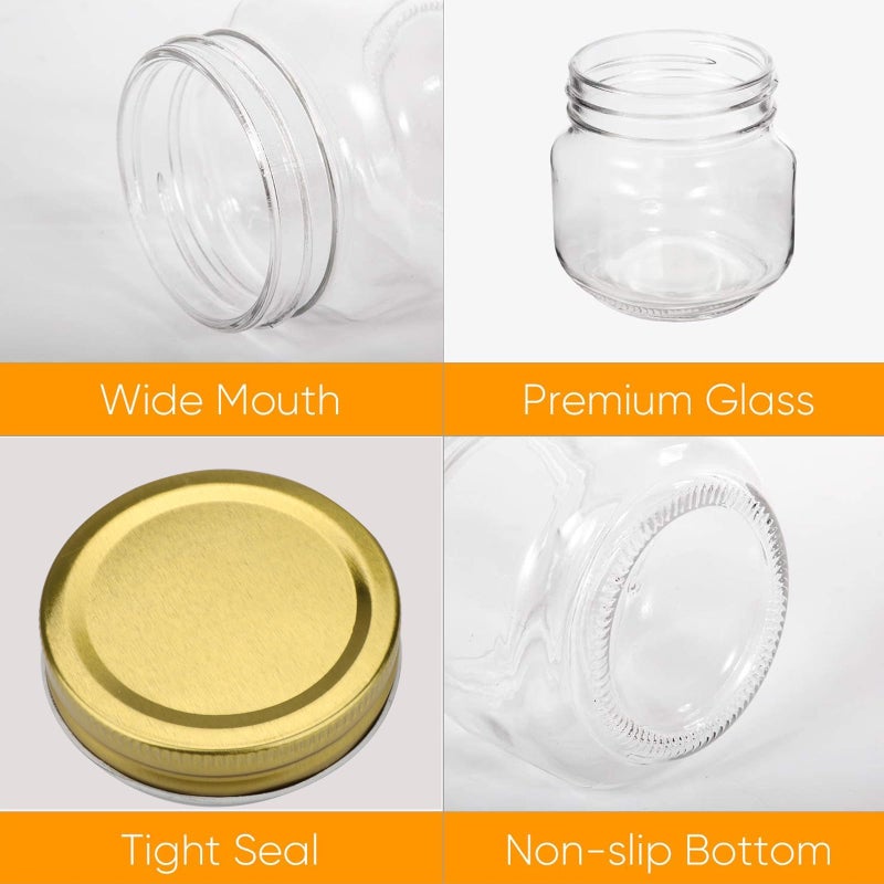 Encheng 8 oz Glass Jars With Lids,Ball Regular Mouth Mason Jars For Storage,Canning Jars For Caviar,Herb,Jelly,Jams,Honey,Dishware Safe,Set Of 24 - Image 3